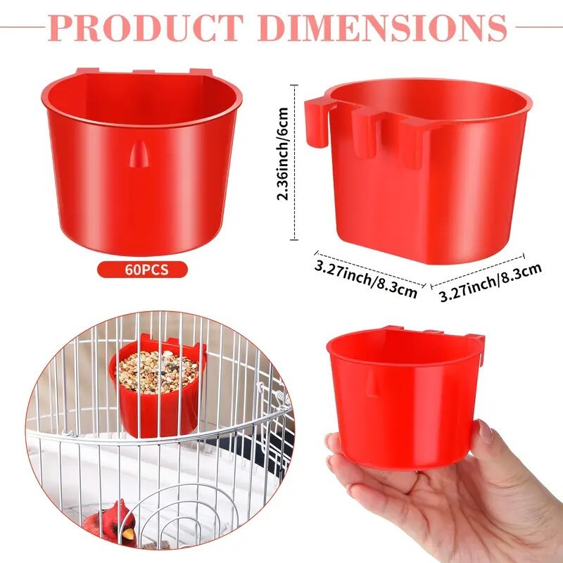 20/40/60× Chicken Poultry Hanging Water Feed Cage Cups Rabbit Bird Feeder Bowls