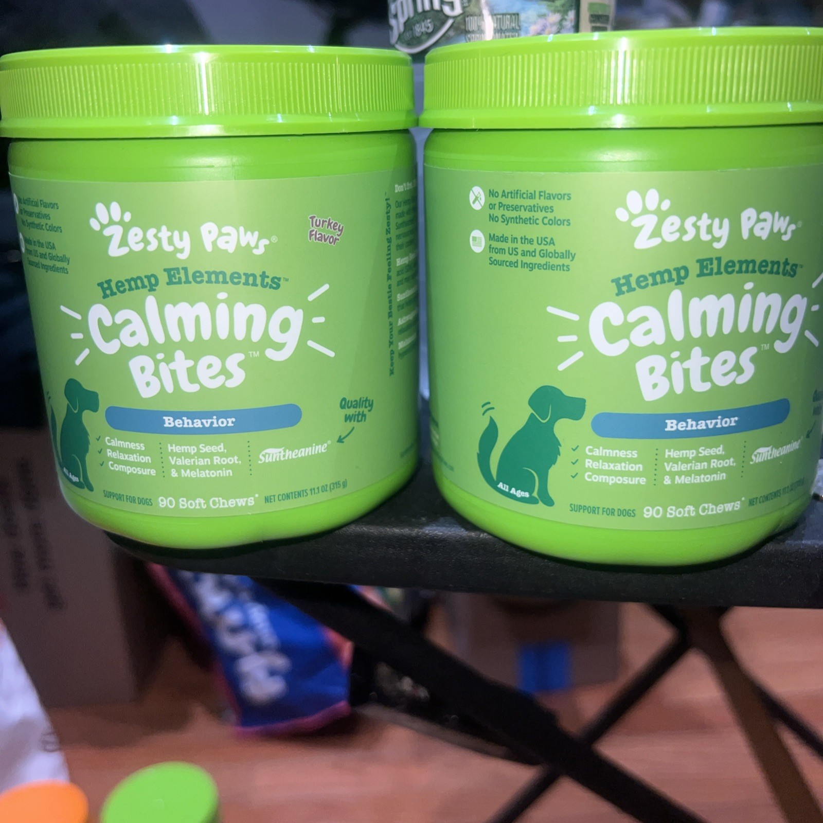 2 PACK Zesty Paws GREEN Calming Bites Behavior Turkey Flavor EXP 09/27 11/27