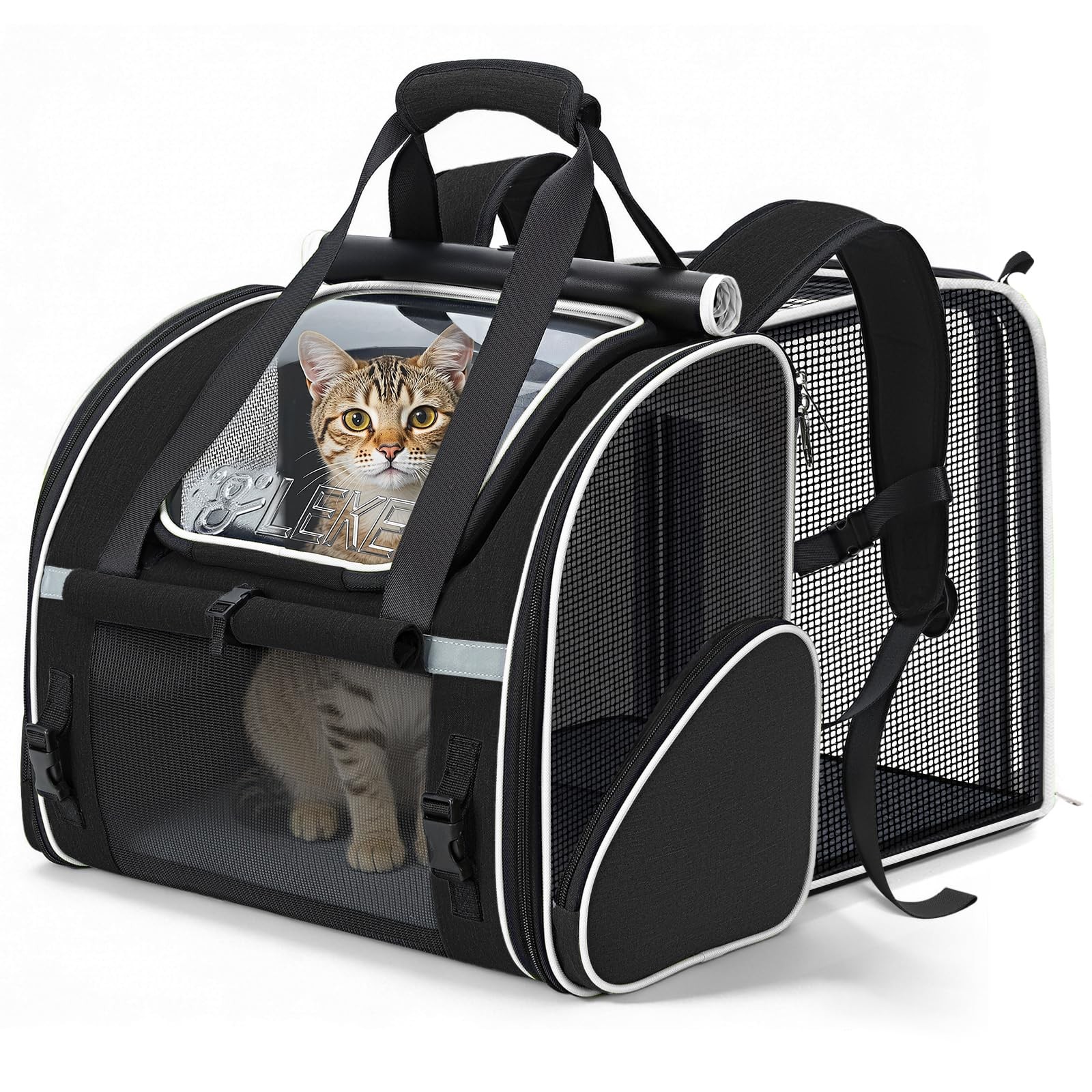 Expandable Cat Backpack Carrier for Cats and Small Dogs up to 18 lbs, Breatha…