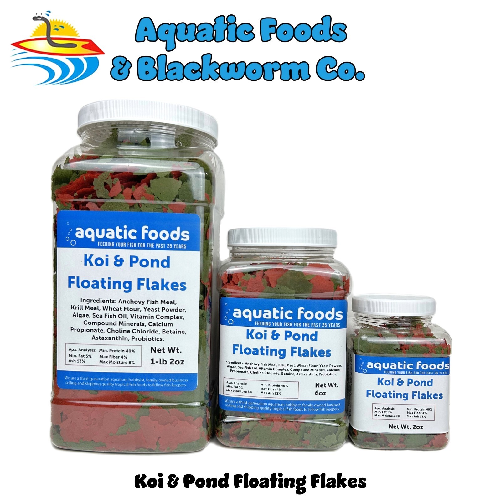 Koi & Pond Fish Krill Flakes for Koi, Goldfish and all Pond Fish. WL-JAR