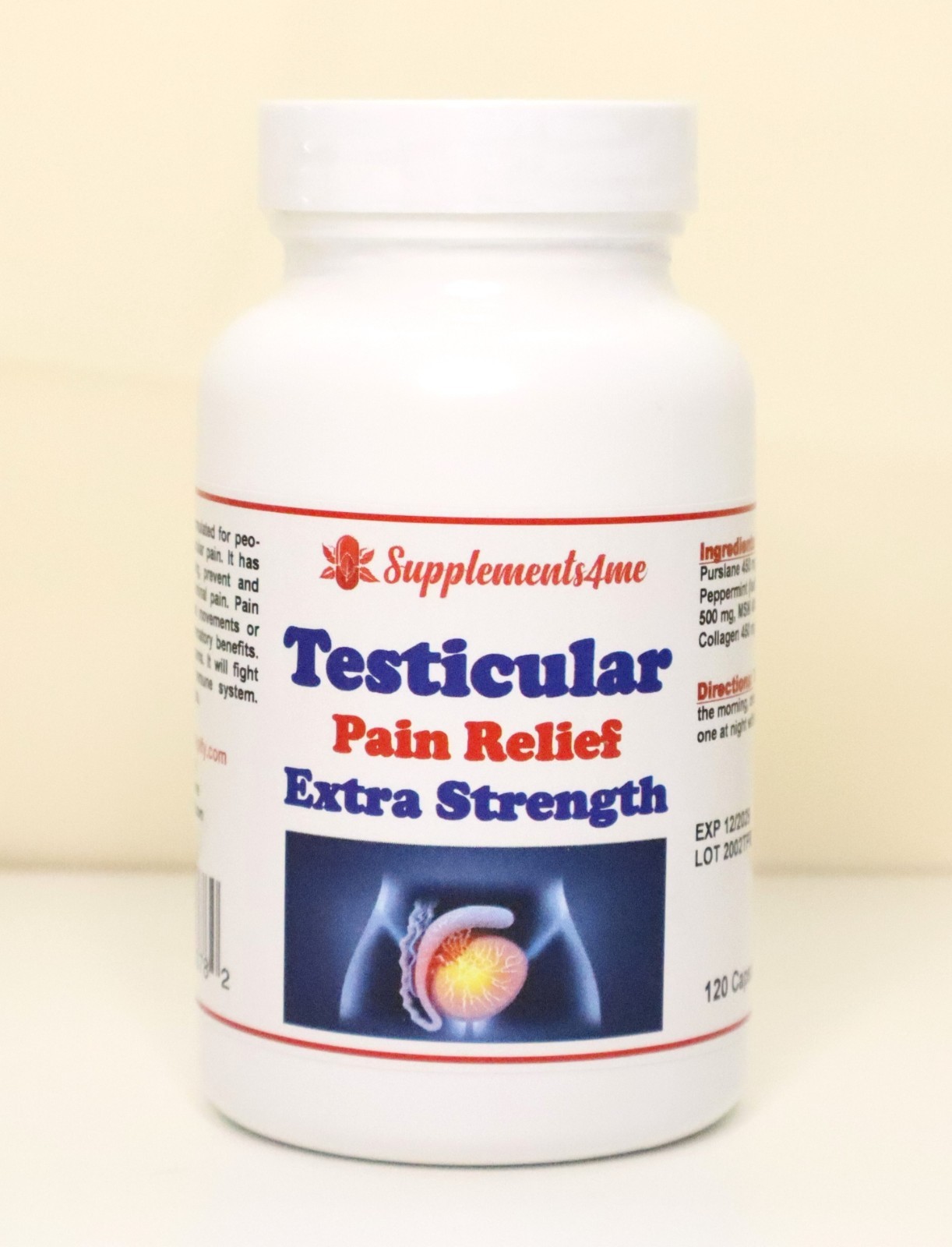STOP TESTICULAR PAIN RIGHT AWAY FOR MEN – MADE IN USA 120 CAPS