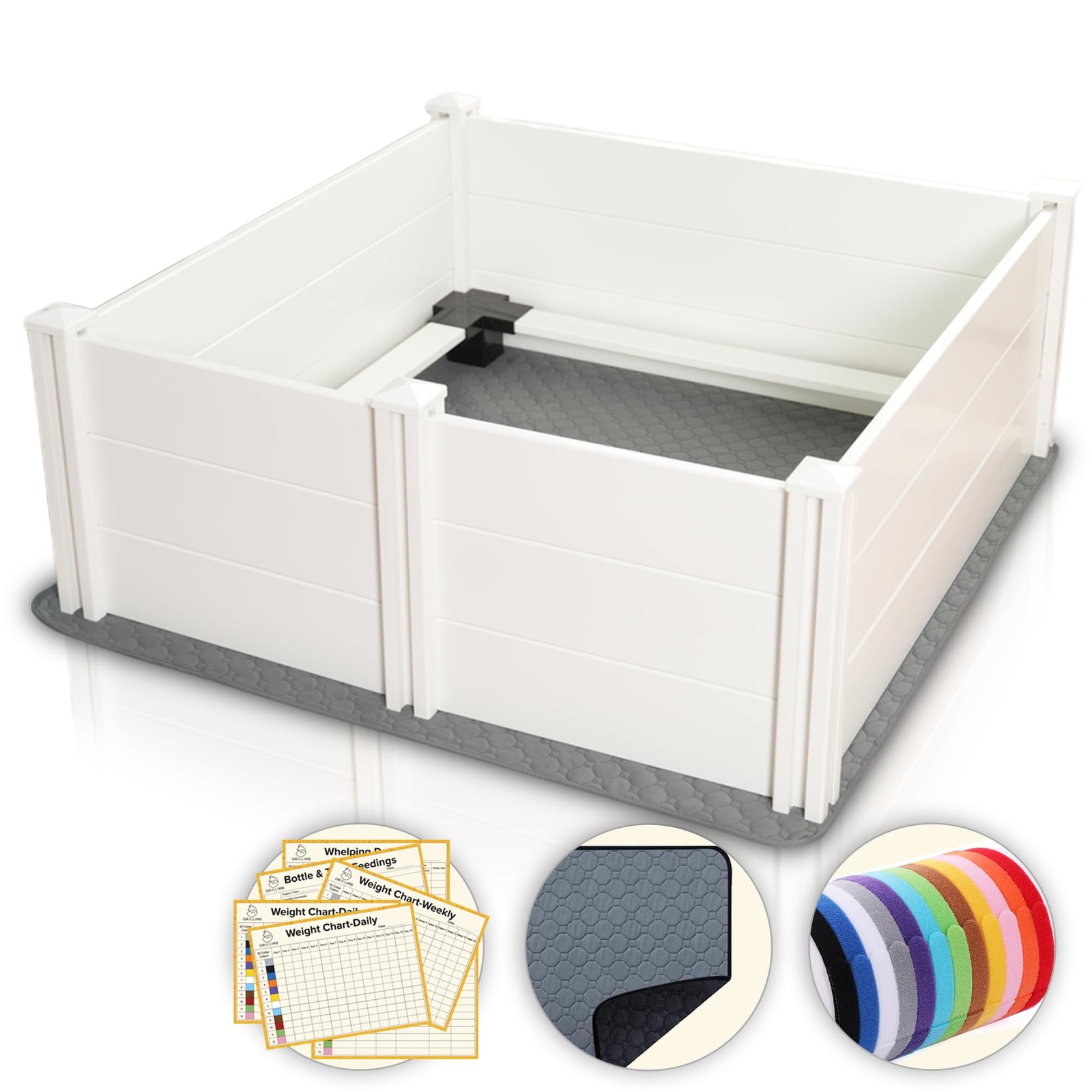 Whelping Box Kit 48 x48 Dogs Puppies Rails White DWBL01 Suitable Large Medium
