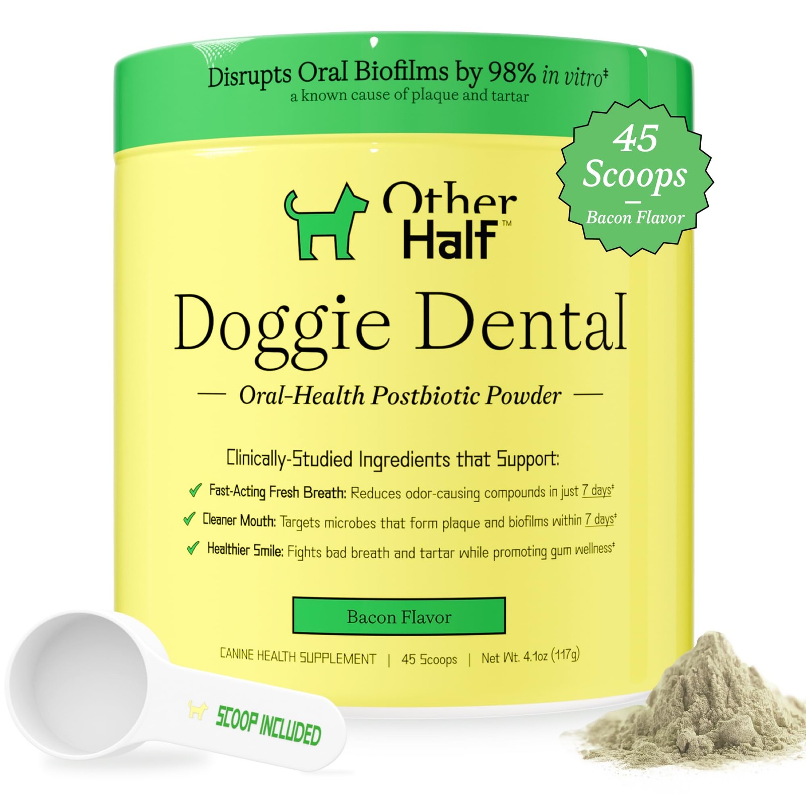OTHER HALF Doggie Dental Supplement Powder – Dog Breath Freshener Teeth Clea…