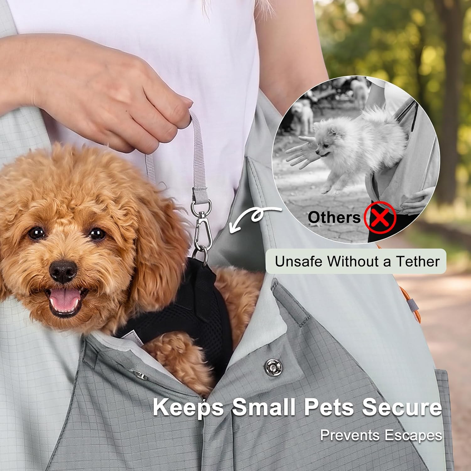 Dog Sling Carrier, Puppy Sling for Small Dogs up to 16 Lbs, 2-In-1 Backpack and