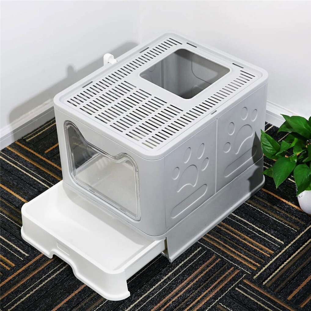 Extra Large Enclosed Cat Litter Box with Mat and Litter Scoop Anti-Splashing XL