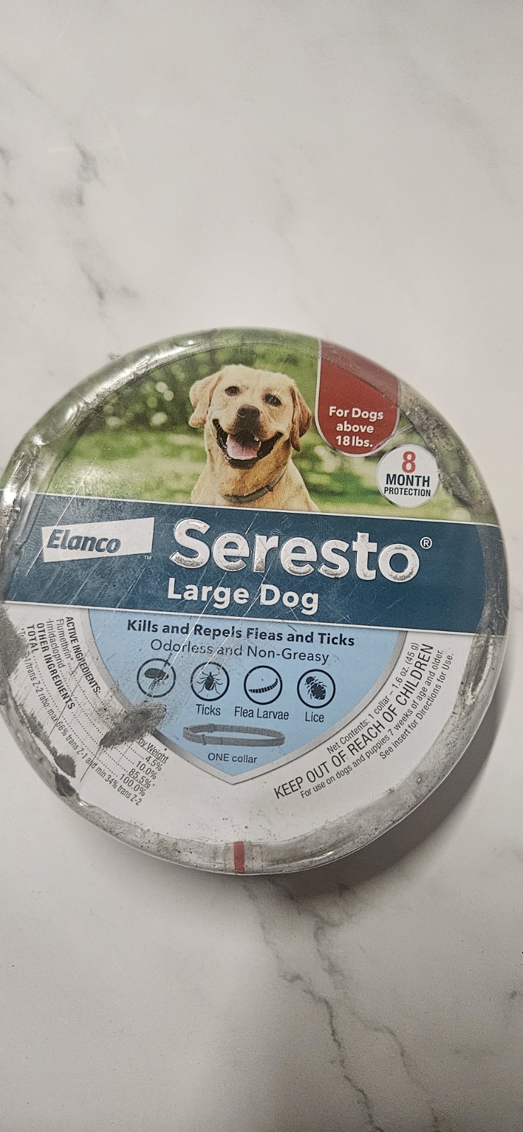 Seresto Flea & Tick Collar Large Dog Above 18 lbs 8 Month EPA 11556-155