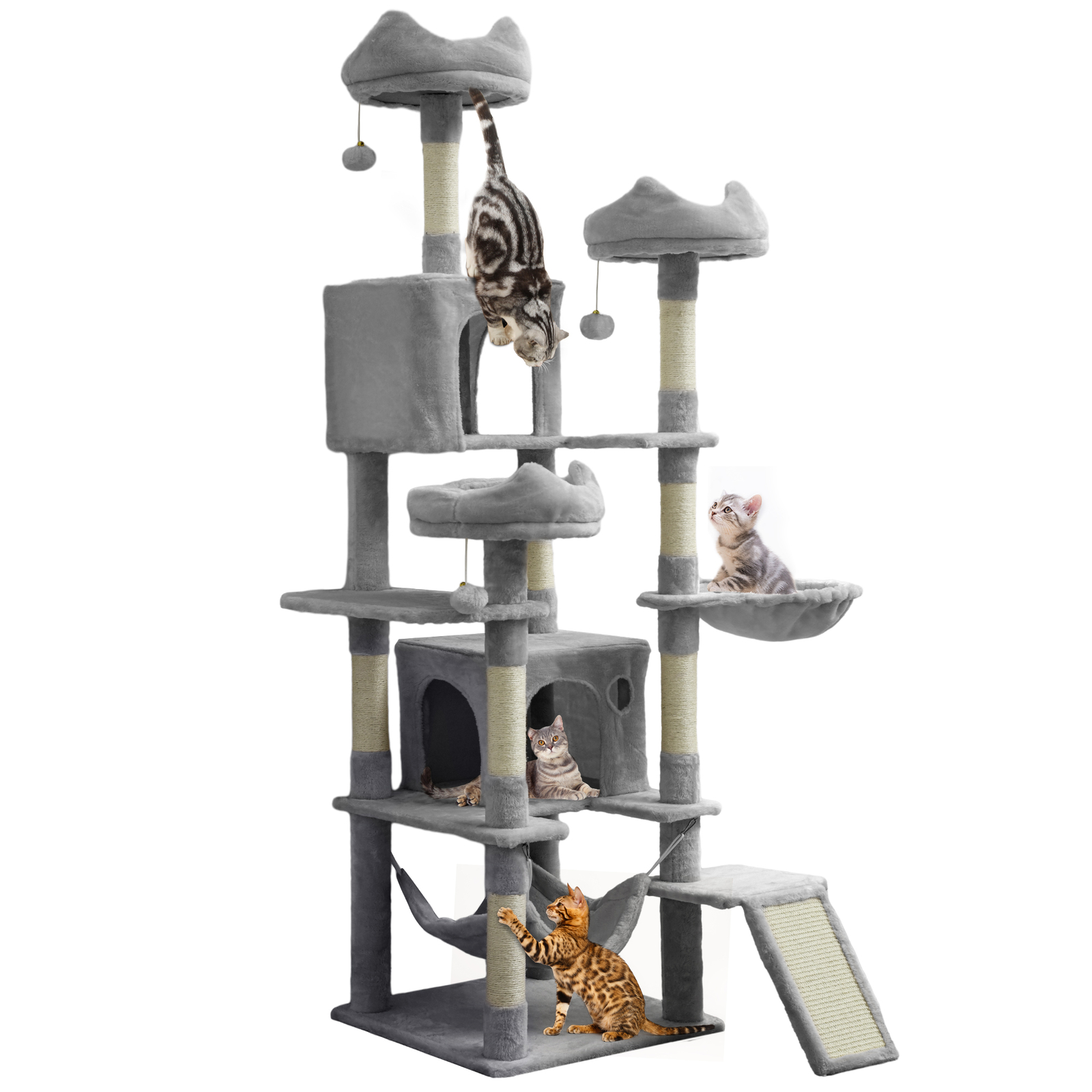 75 Inches Indoor Cat Tree Tall Cat Tower for Large Cats 20 lbs Cat Condo