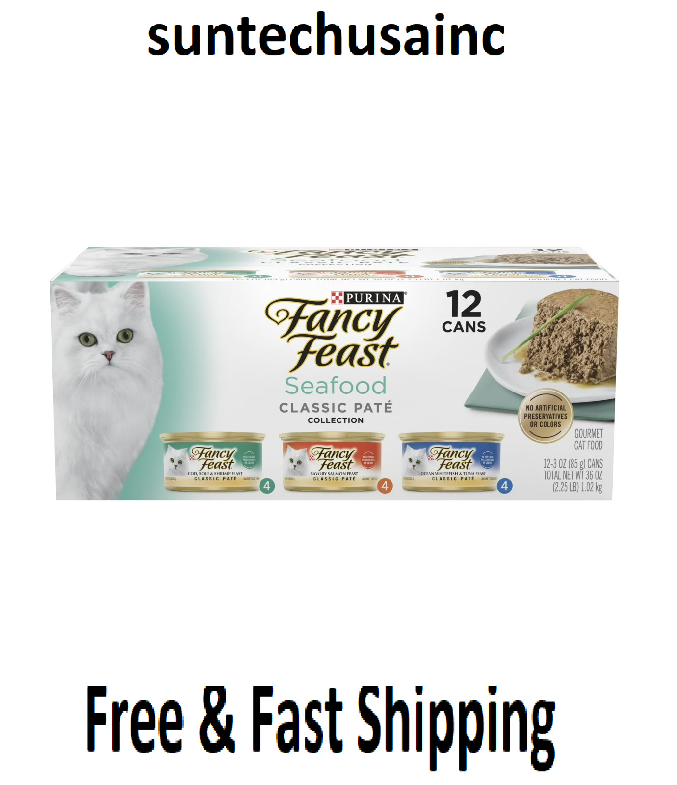 Purina Fancy Feast Seafood Classic Pate Wet Cat Food 3 Oz. – 12 Cans