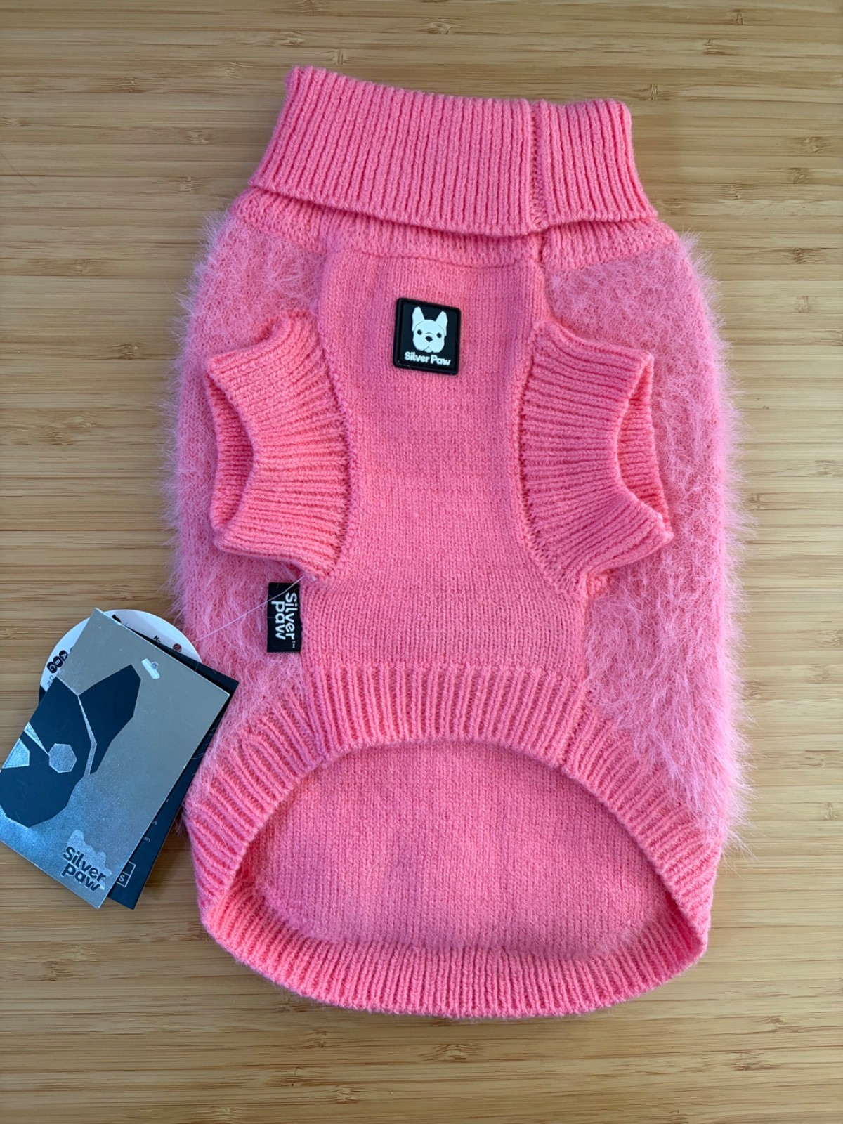 New Silver Paw Dog Sweater – Pink – Size Small