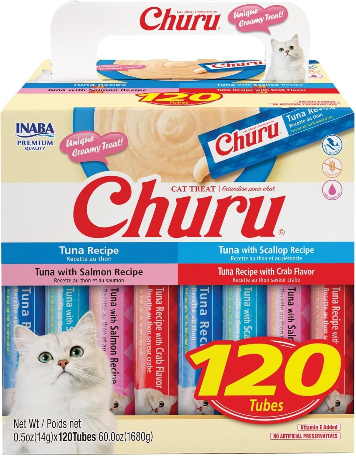 Churu Cat Treats Lickable Squeezable Creamy Purée W/ Vitamin E 0.5 Ounces per