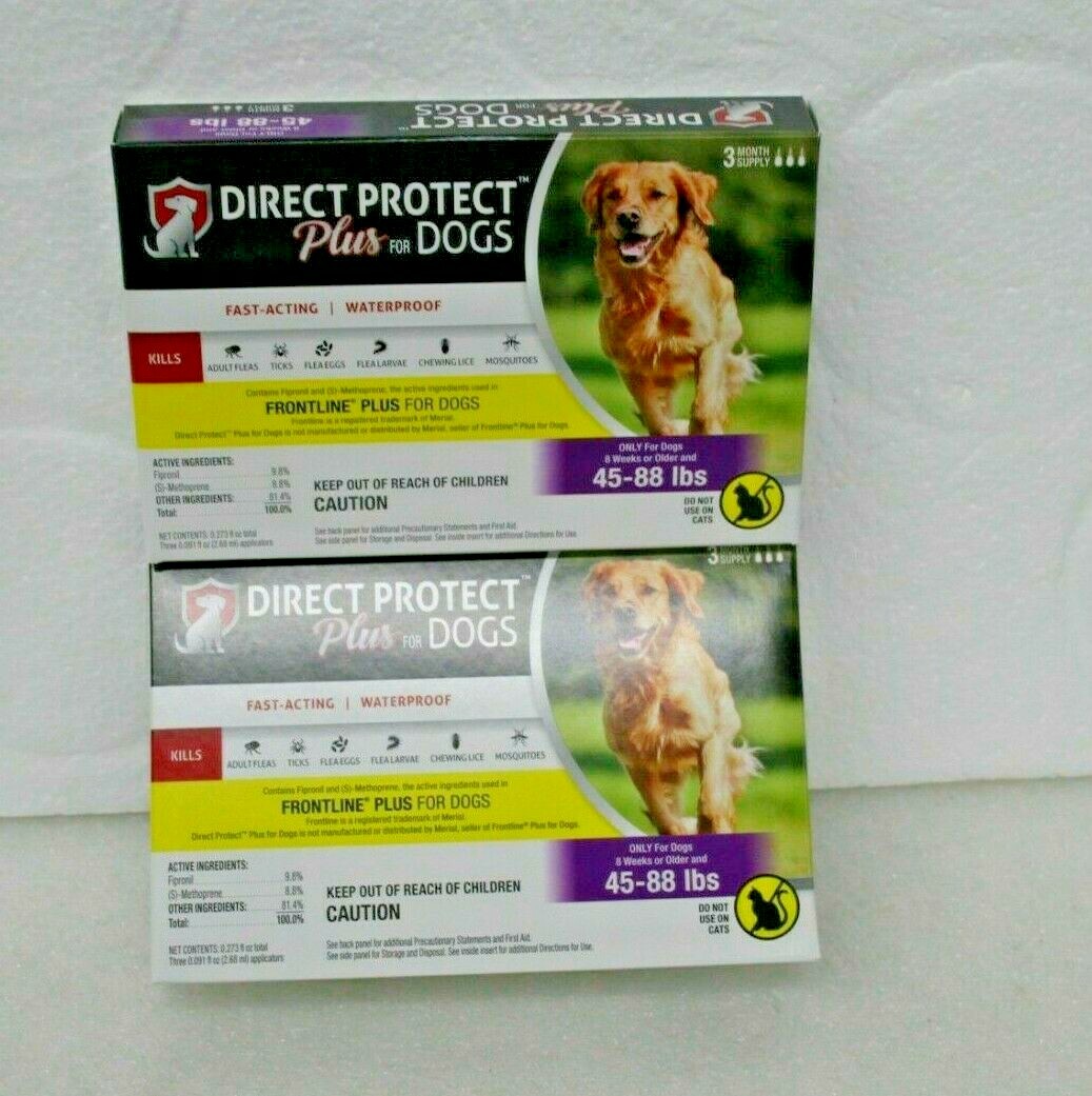 Direct Protect Plus Flea Treatment for Dogs 45-88 lbs 2-Packs 6 Month Supply