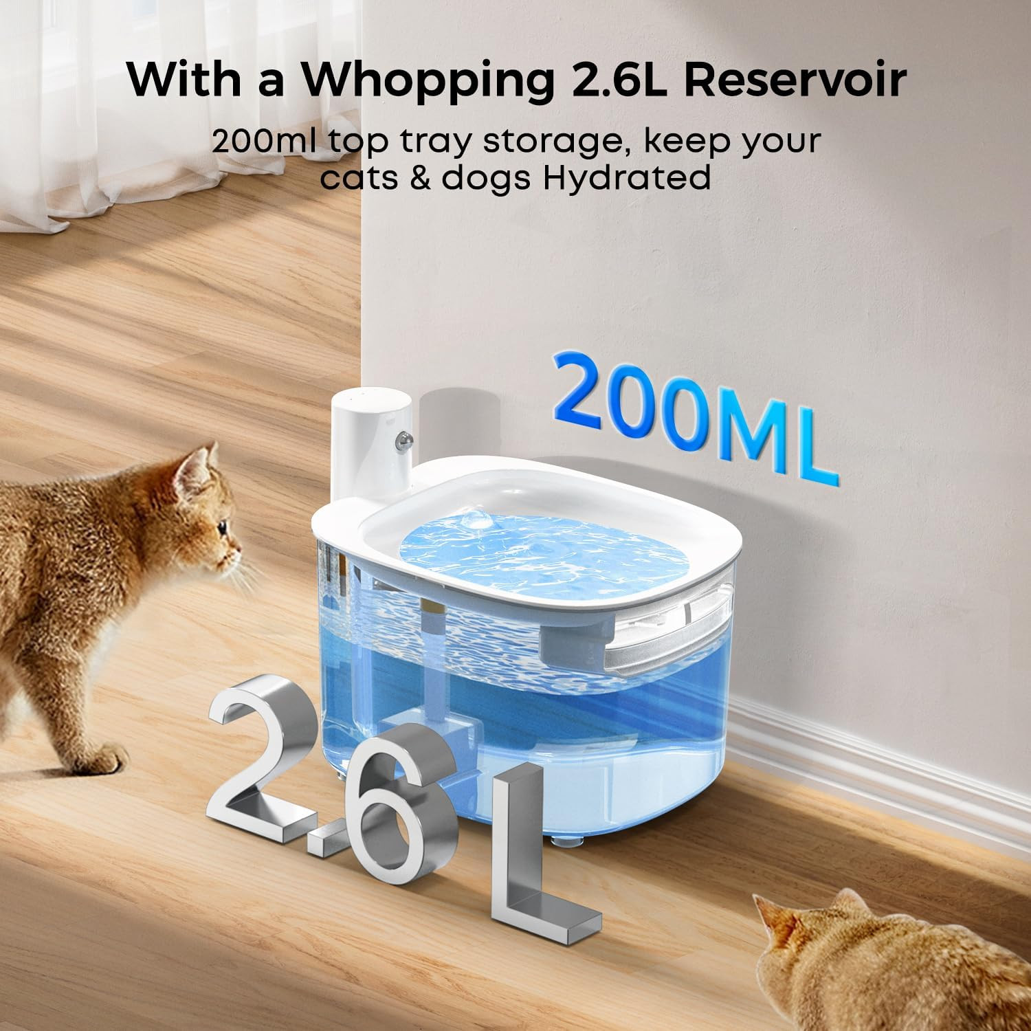 Wireless Cat Water Fountain, Automatic Sensor-Activated Water Dispenser,88Oz / 2