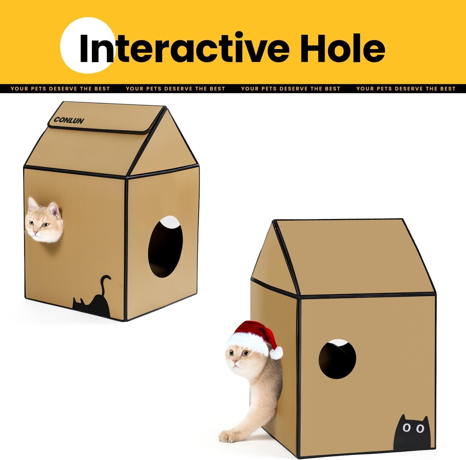 Luxury Cat House with Scratch Pad & Catnip – Eco-Friendly & Stylish Hideaway
