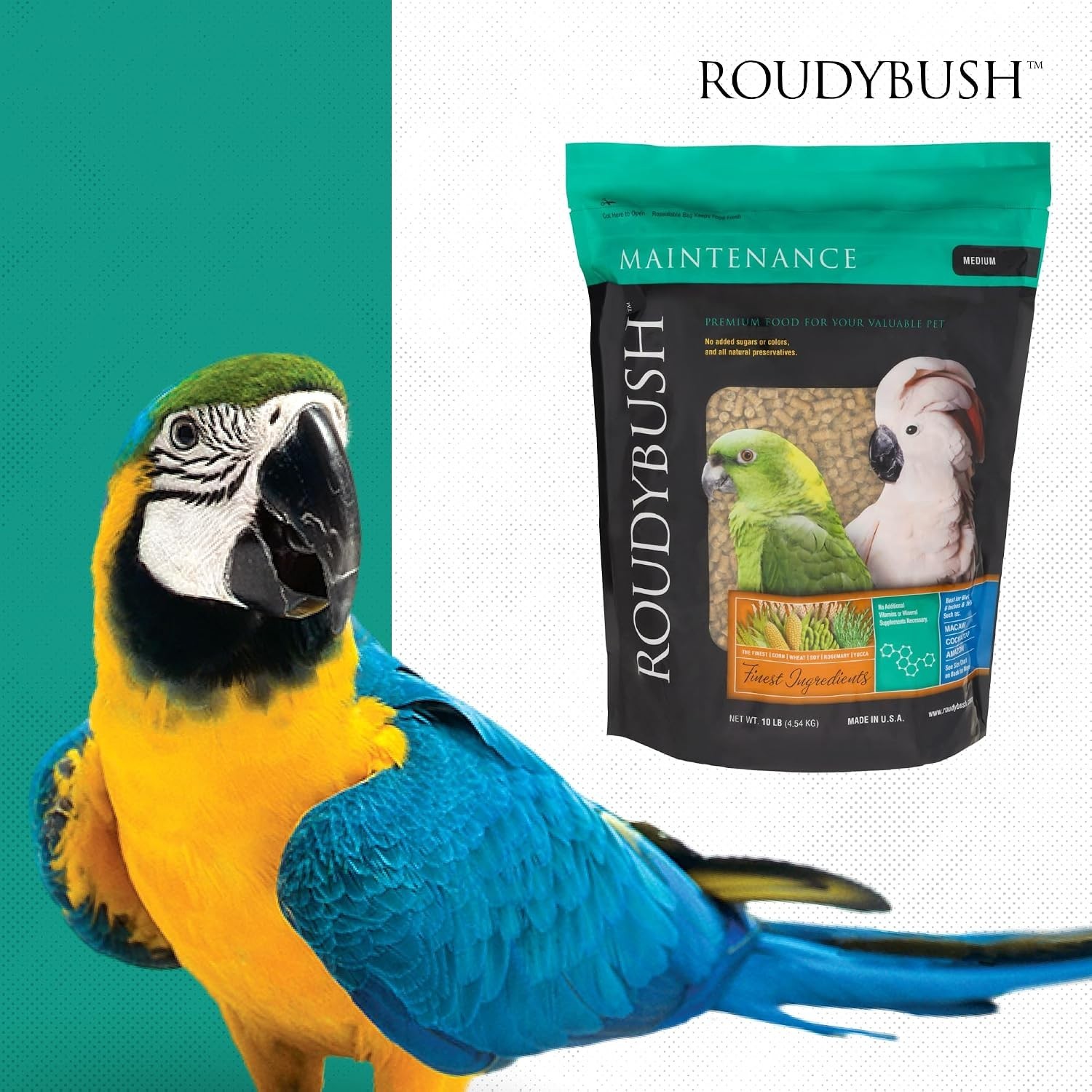 RoudyBush Daily Maintenance Bird Food, Medium, 10-Pound