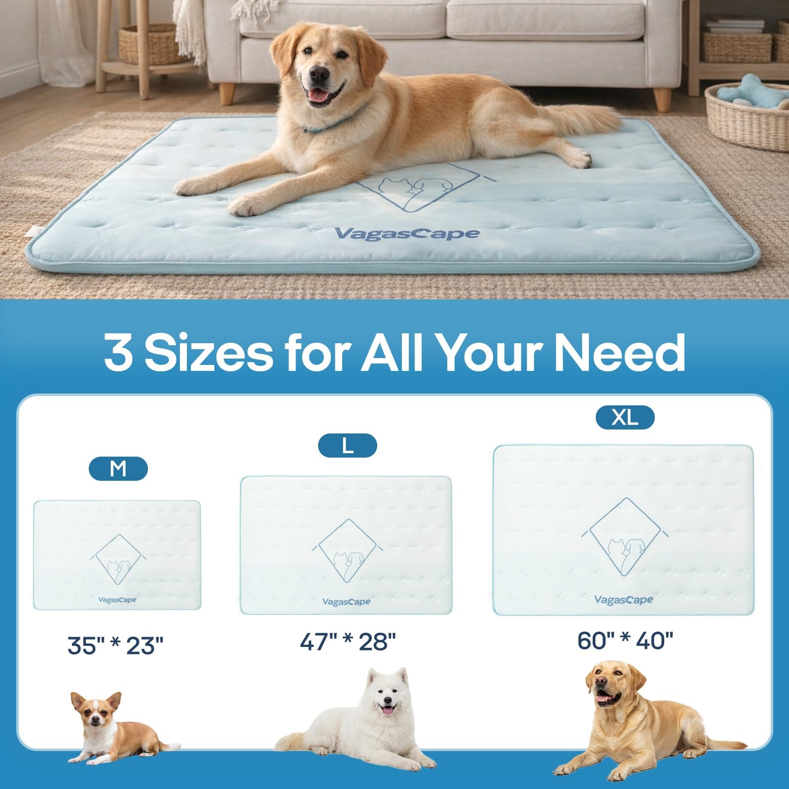Vagascape Dog Cooling Mat 3.0 Double-Sided Usable, Thick Durable Pet Cooling …