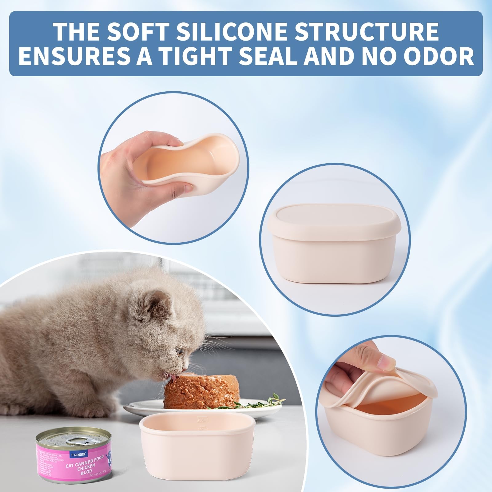 SLSON Canned Cat Food Storage Container for 3oz 2.56 Inches/65mm, Clear
