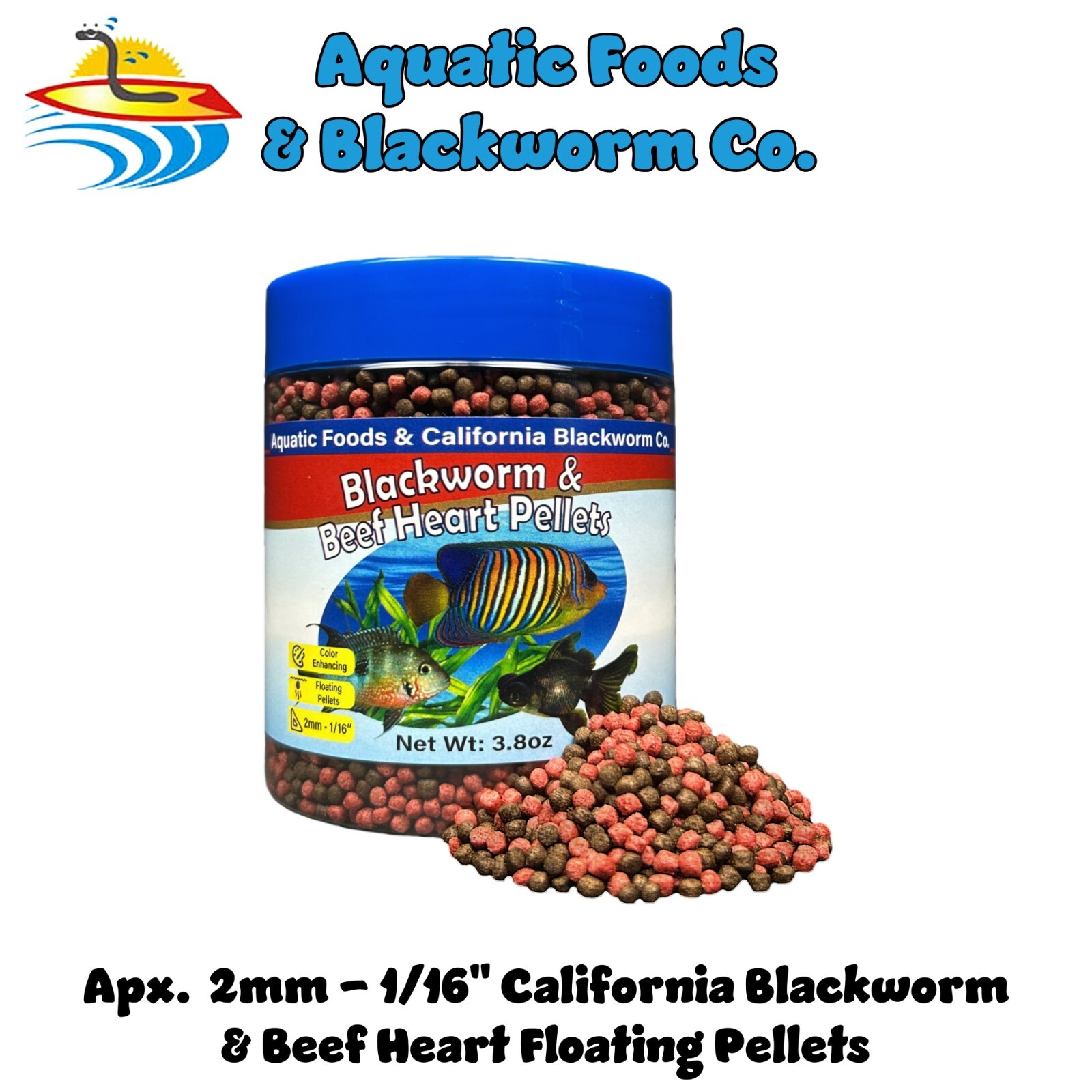 2mm California Blackworm & Beef Heart Floating Pellets. FREE Pellets & Wafers