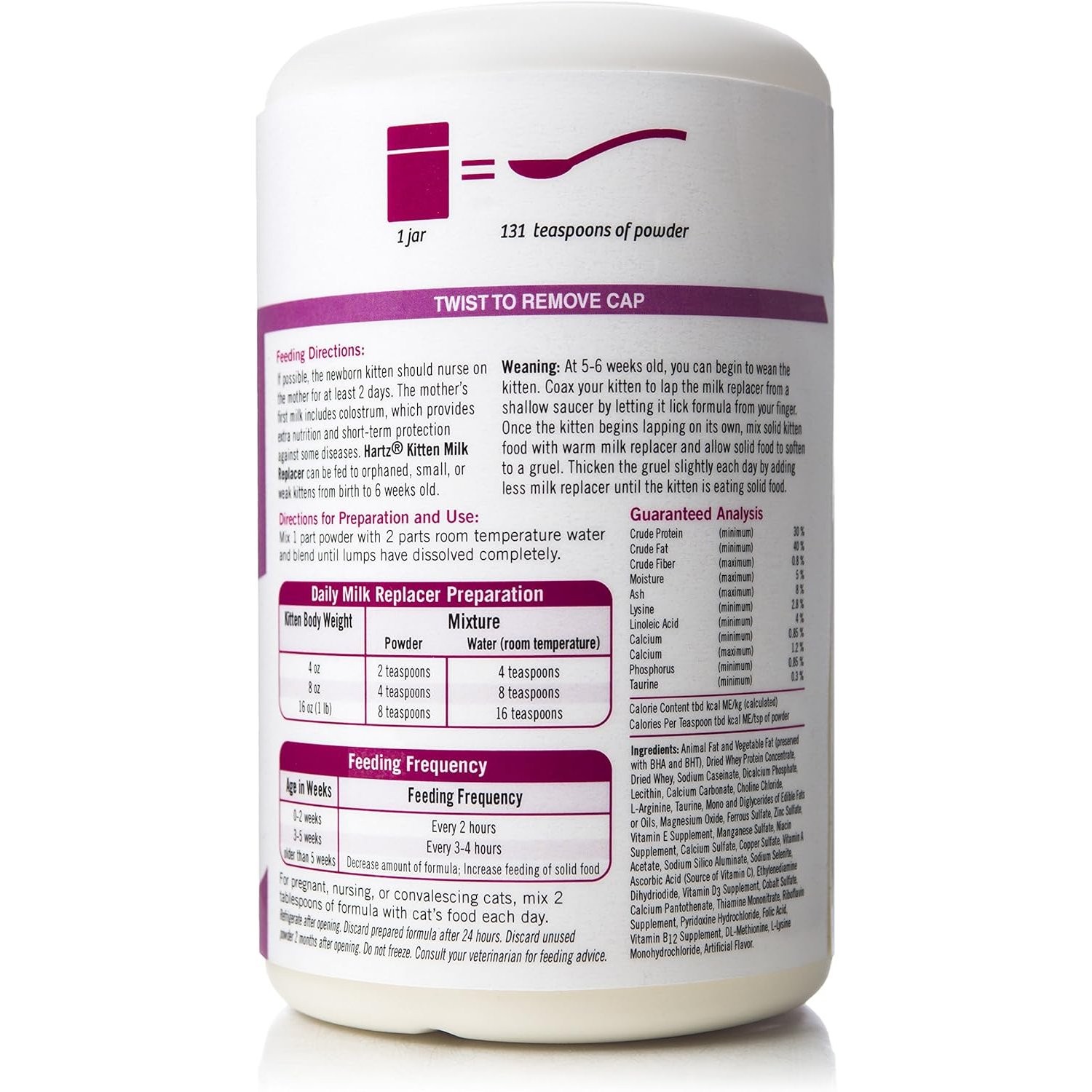 Milk Flavor Kitten Milk Replacer Powder 11oz for Nursing and Pregnant Cats