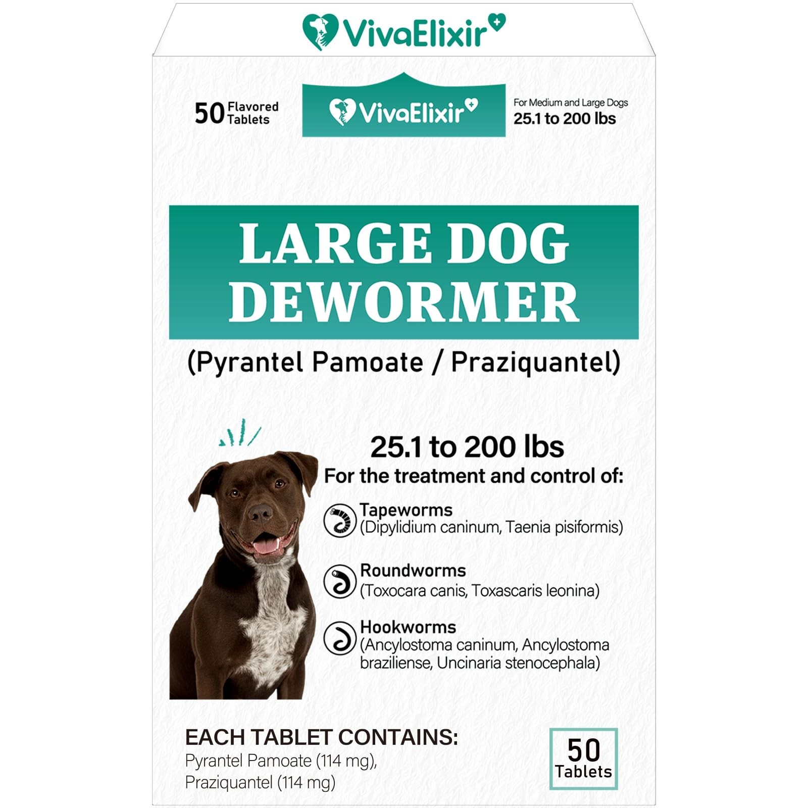 De-Wormer for Dogs, Oral Treatment for Tapeworm, Roundworm & Hookworm in Larg…