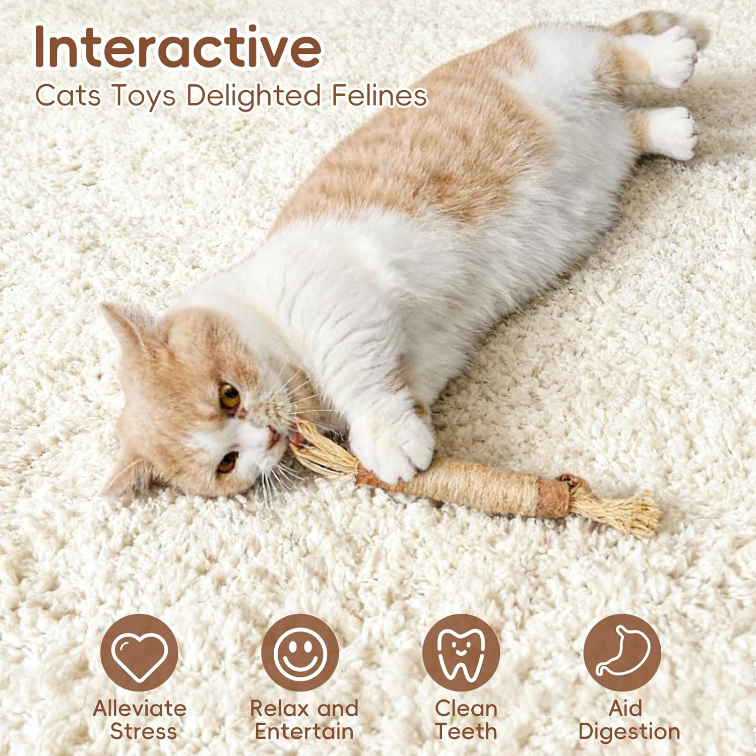 5 Pack Silvervine Sticks Cat Toys, Natural Chew Kitten Teething Toys for Cleanin