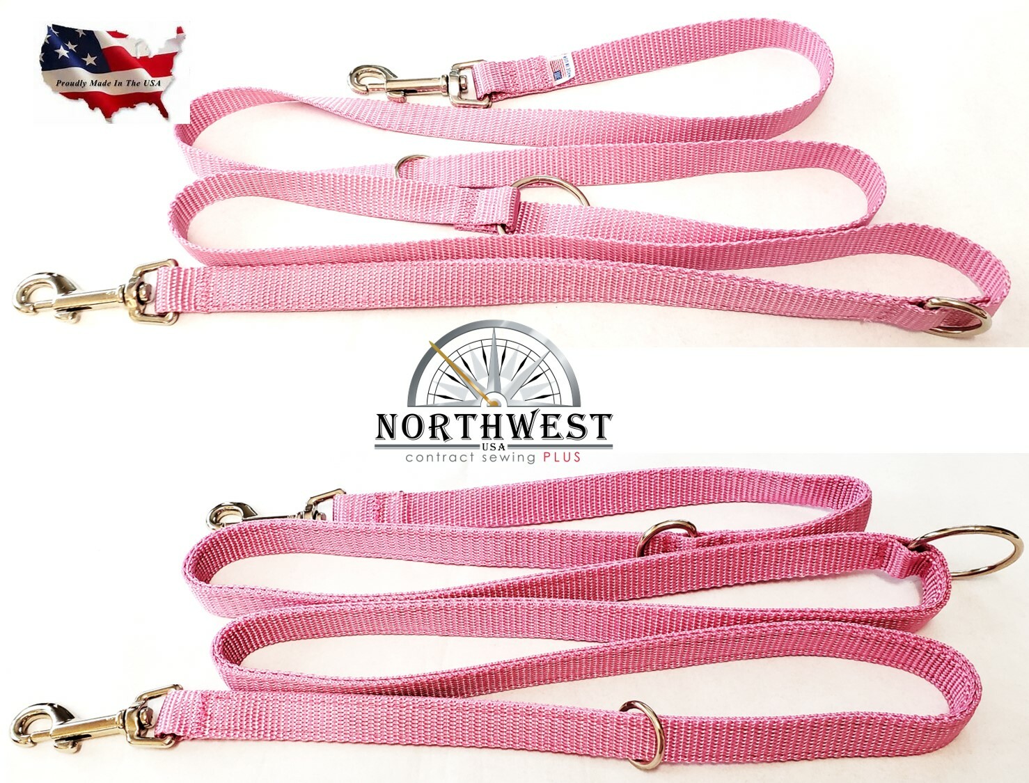 Nylon Euro Leash 3/4″ wide Made in USA by Northwest Contract Sewing Sgl or Dbl