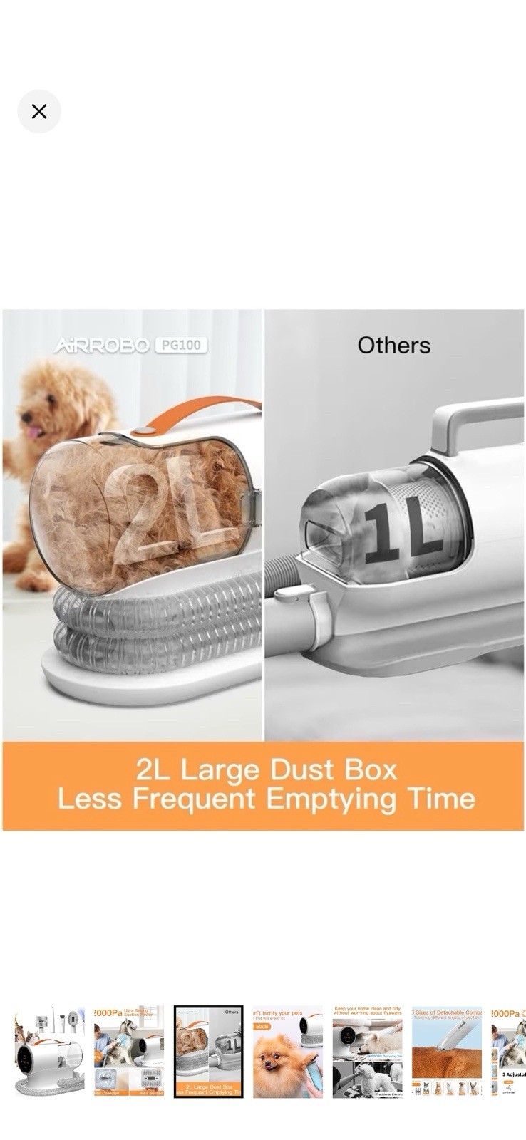 AIRROBO Dog Grooming Vacuum Kit,12000Pa Strong Pet Vacuum for Shedding,Groomi…