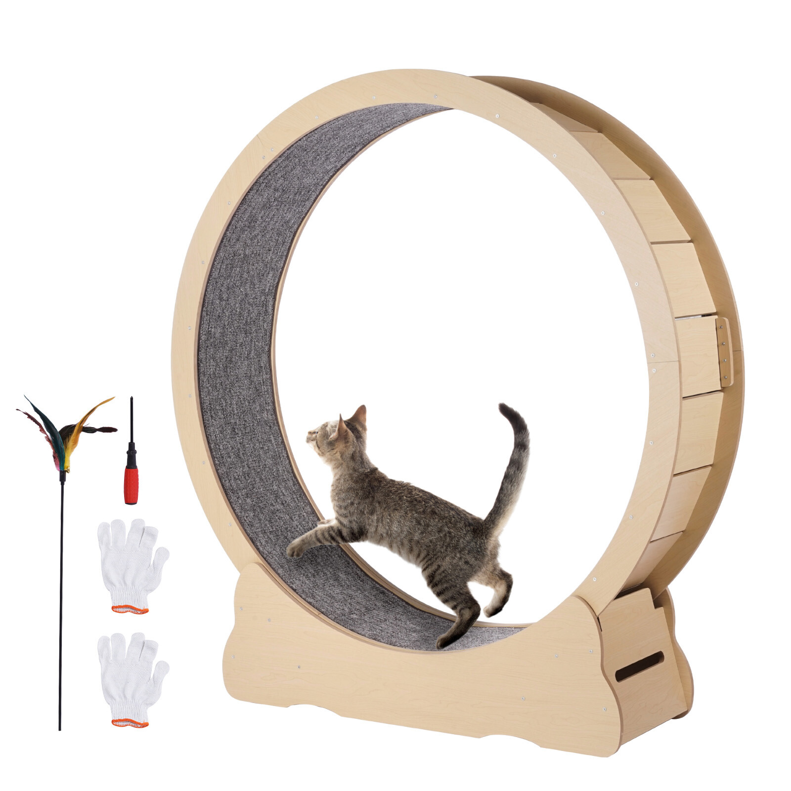 Wooden Cat Exercise Wheel 52″ Large Cat Treadmill Wheel for Indoor Cats