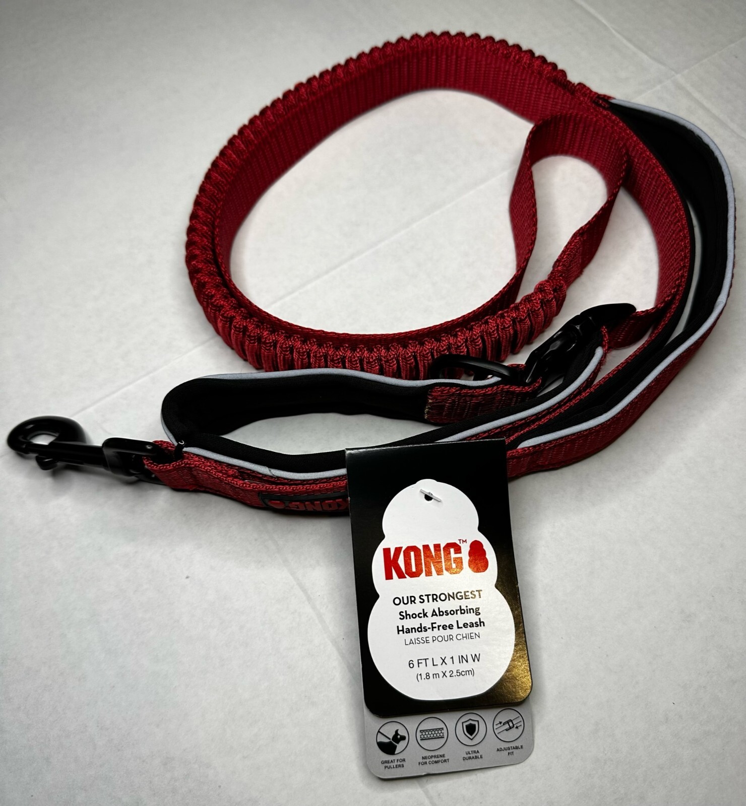 KONG COMFORT & REFLECTIVE PADDED HANDLE HANDS-FREE BUNGEE LEASH-6 COLORS- NEW