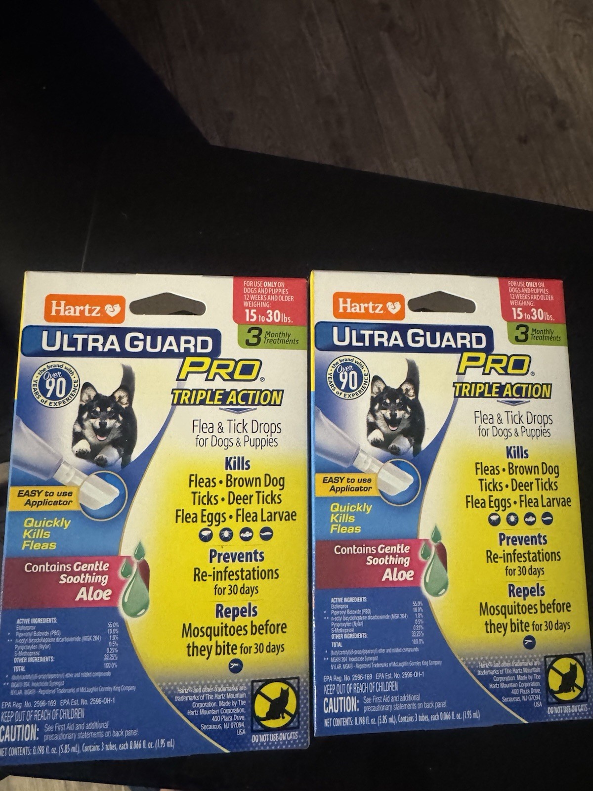 (2) Hartz Ultra Guard Pro Triple Action Guard Flea & Tick Drops Dogs 15-30 Lbs