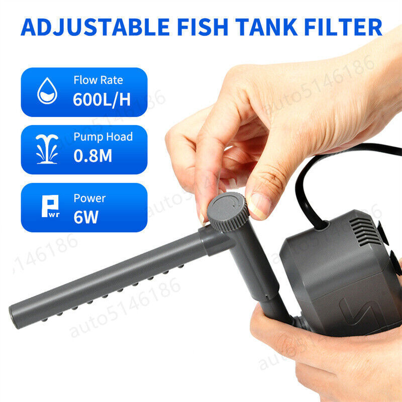 4-in-1 Internal Aquarium Fish Tank Filter Submersible Water Pump 800L/H Oxygen