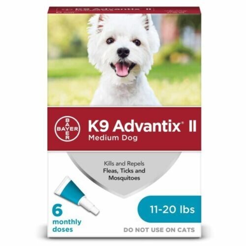 Bayer K9 Advantix II Flea & Tick Spot Treatment for Dogs, 11-20 lbs – 6 Pack NEW