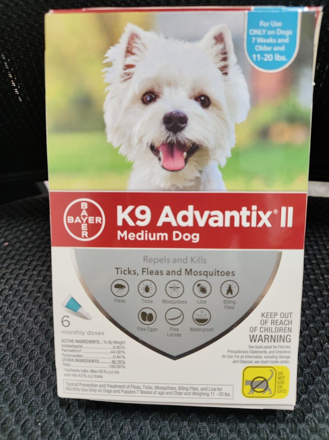 K9 Advantix II Medium Dog Kills and Repels Fleas, Ticks and Mosquitoes – 6-Pack