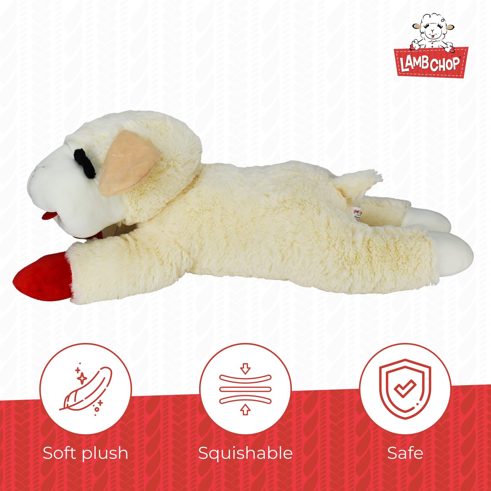 Officially Licensed Lamb Chop Jumbo White Plush Dog Toy, 24-Inch