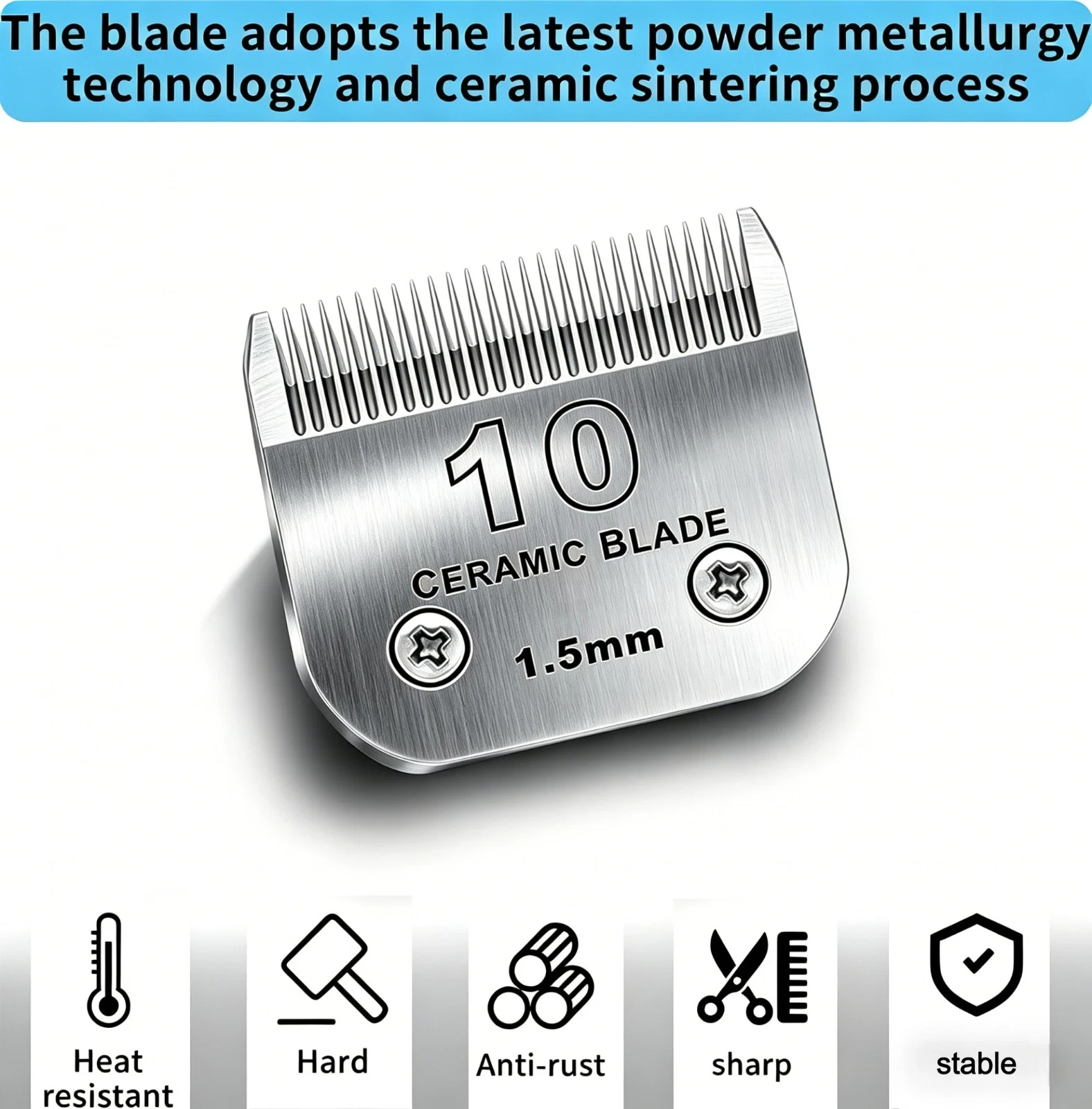 Detachable Pet Dog Grooming Ceramic Blades for Andis Oster Wahl KM10 1.5mm 2Pcs