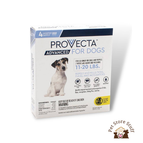 Provecta Advanced Flea & Tick Treatment for Dogs, MED/11-20 lb, 4 Monthly Doses