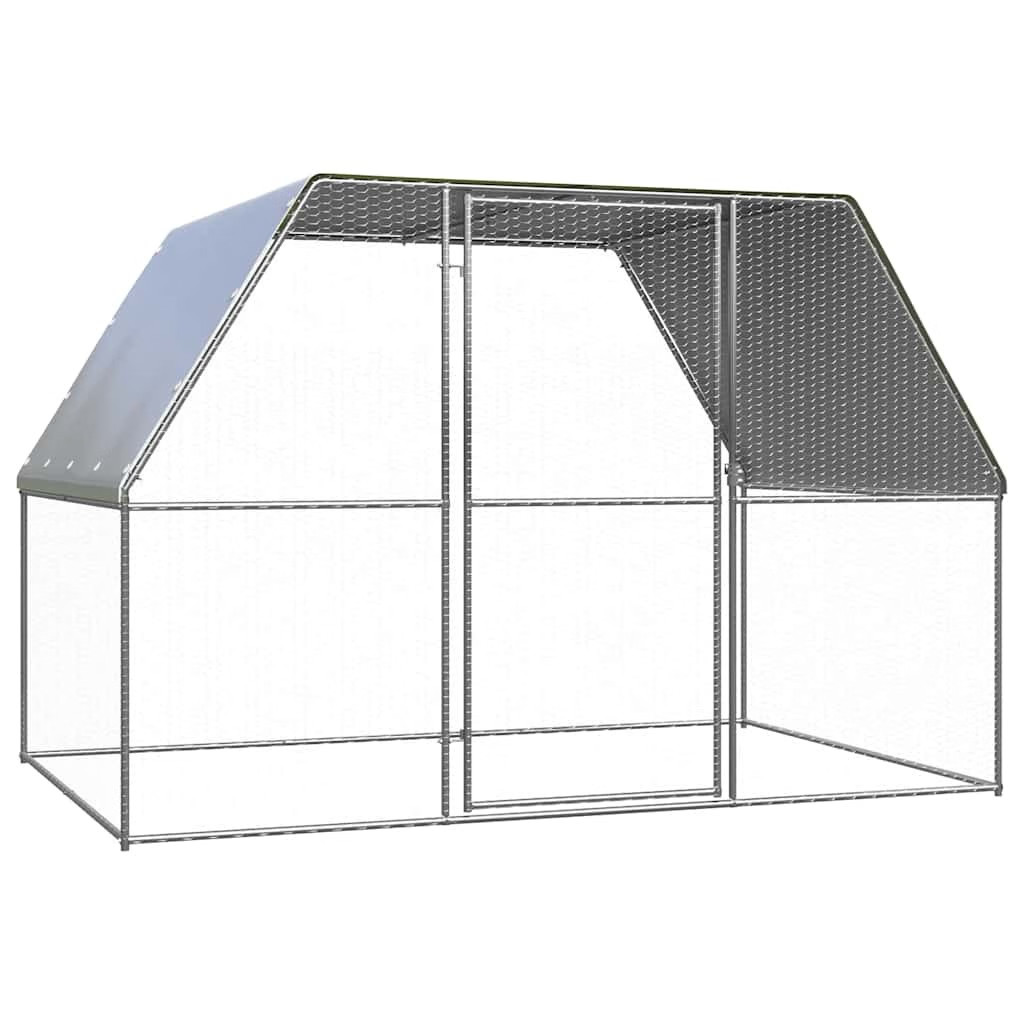 Chicken Cage Silver and Gray 9.8‘x6.6‘x6.6‘ Galvanized Steel