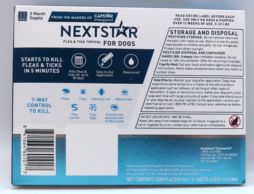 NextStar Flea Tick Topical Treatment Small Dogs 5-22 lbs, 3 Month Supply