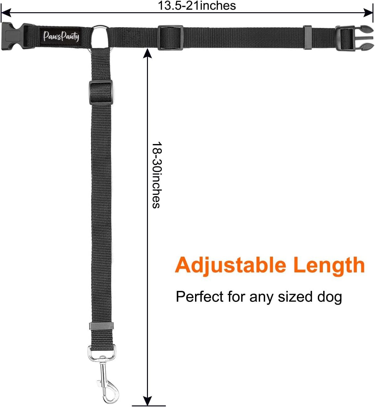 PawsPawty 2 Pack Headrest Dog Car Safety Seat Belt Adjustable (18-30 inches)