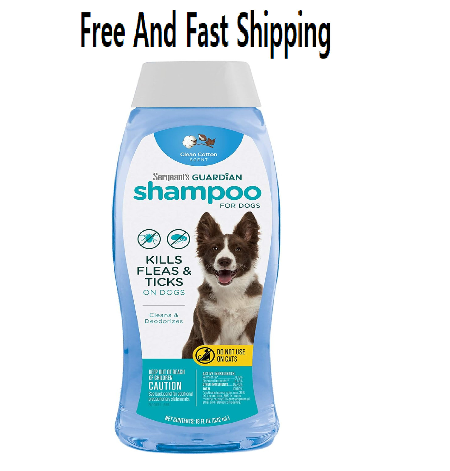 Sergeant’s Guardian Flea & Tick Dog Shampoo, Clean Cotton Scent, 18 oz.