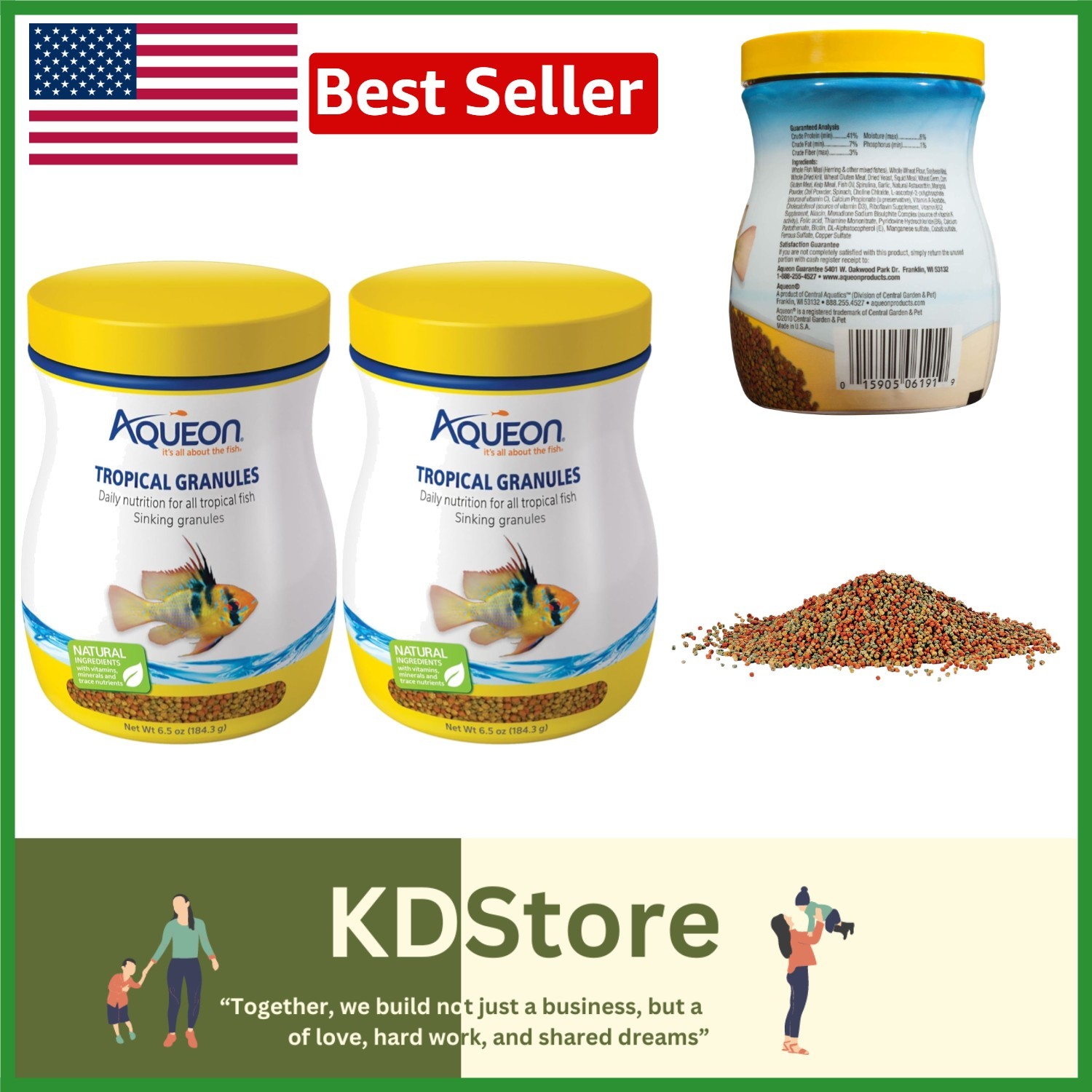 Tropical Fish Food Granules Pack of 2, Natural, All Life Stages, Small Breeds