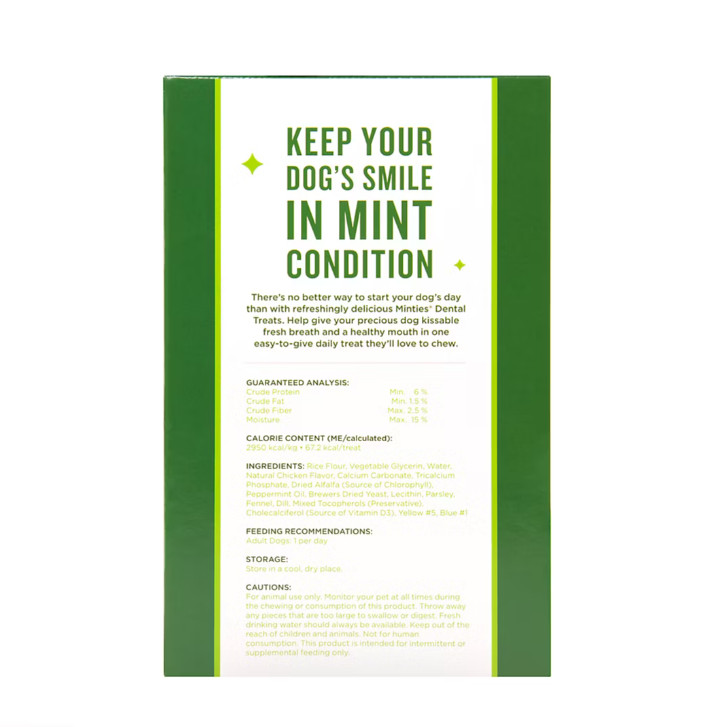 Minties Dental Dog Treats 32oz – Pet Breath Freshening Chews, 40ct