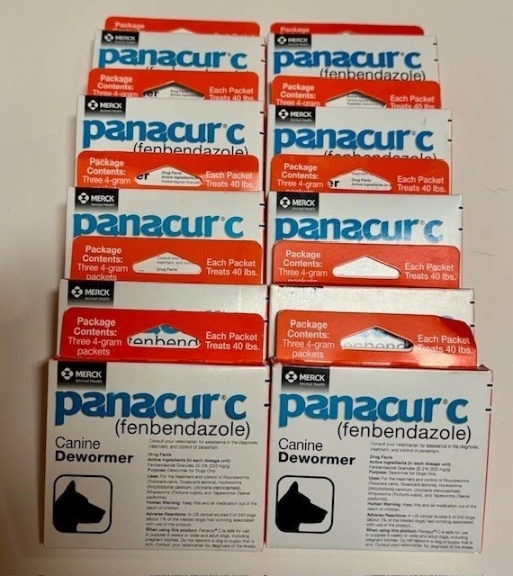 10X Panacur C 4 gram Canine 40lbs Dewormer Treatment (3 packets) exp. Date- 1/27