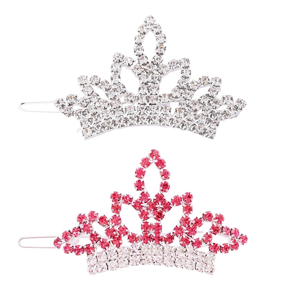 PET SHOW Dog Tiara Crown Hair 1 Count (Pack of 2), 2pcs Silver + Pink