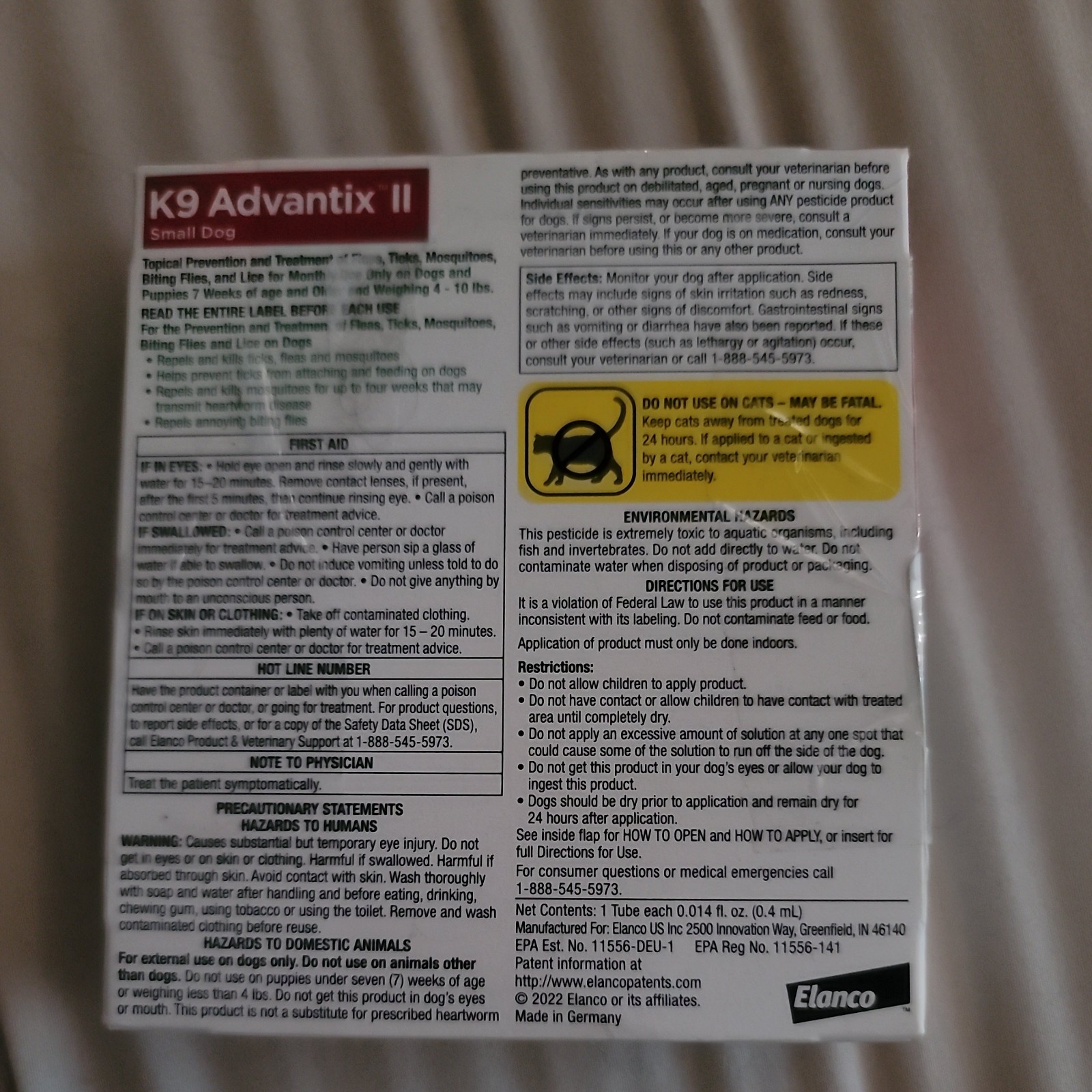 K9 Advantix II Flea & Tick For SMALL Dogs (4-10 lbs) 1 month Free shipping