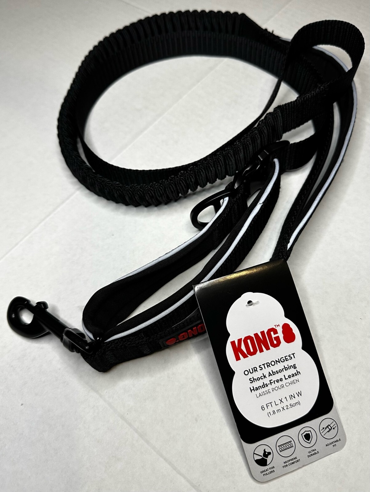 KONG COMFORT & REFLECTIVE PADDED HANDLE HANDS-FREE BUNGEE LEASH-6 COLORS- NEW