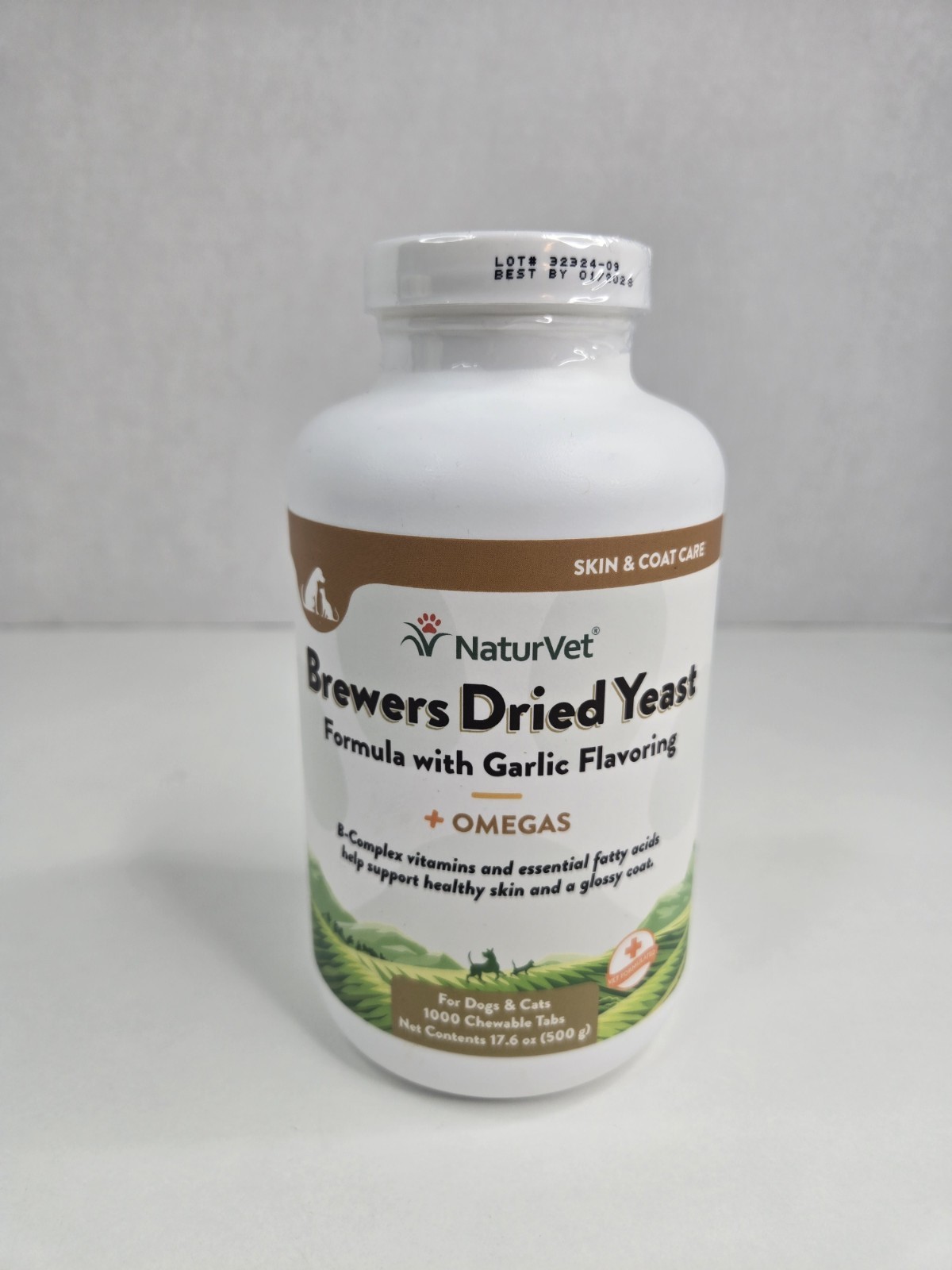NaturVet Brewers Dried Yeast Dogs Cats 1000 Tablets Garlic Omega Skin Coat Suppo