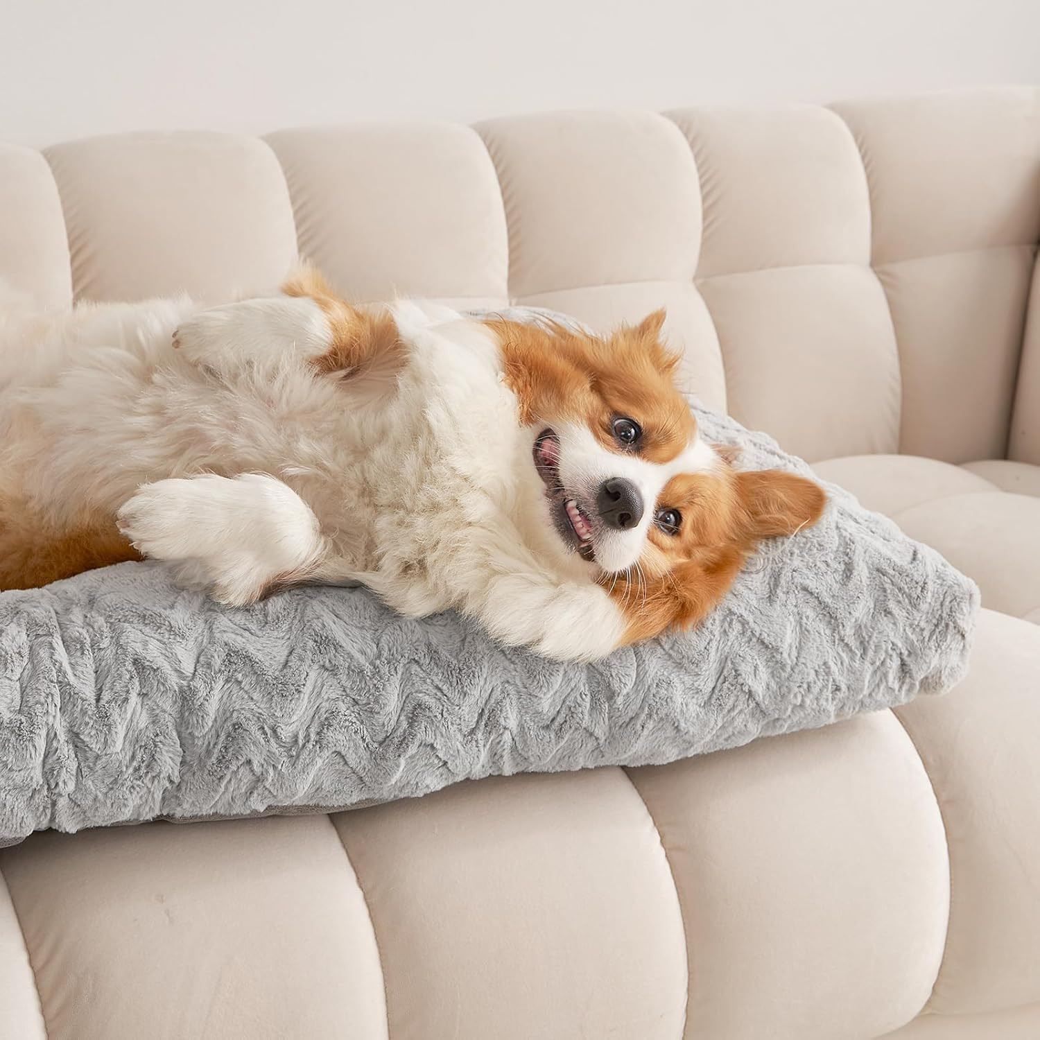 Washable Large Dog Bed for Crate 35X23 Inch, Kennel Pad for Dogs up to 45 Lbs, P