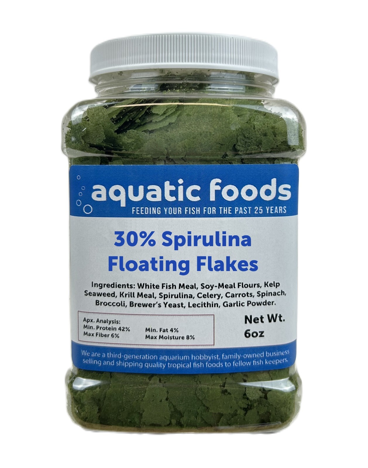 30% Spirulina Flakes, for Cichlids, Marine Fish, All Tropical Fish. WL-JAR