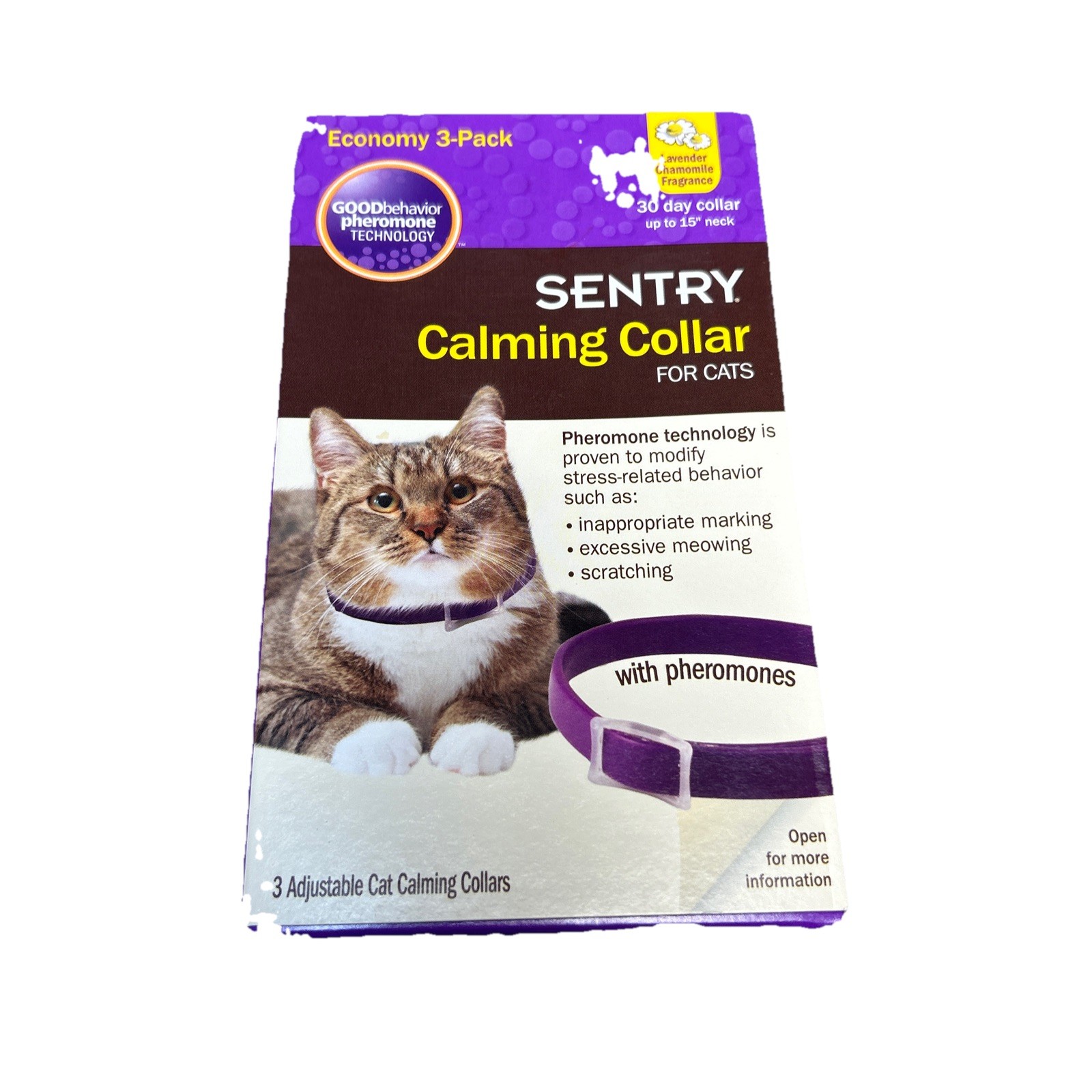 Sentry Industries Calming Collar for Cats 3 Count Purple New 30 Days Each