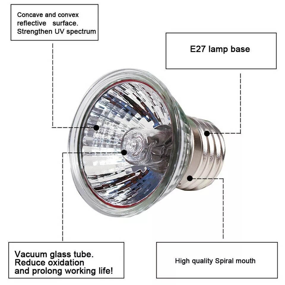Lot 25/50/75W Reptile Lamp UVA+UVB 3.0 Pet Heat Lamp Turtle Basking Light Bulb